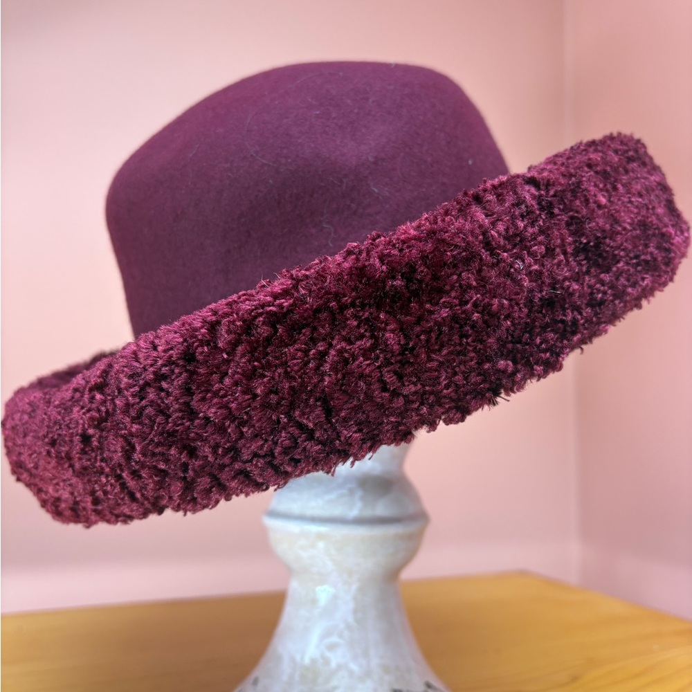 Vintage Burgundy Wool Felt Statement Hat - Picture 4 of 5